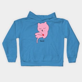 Pink bored cat Kids Hoodie